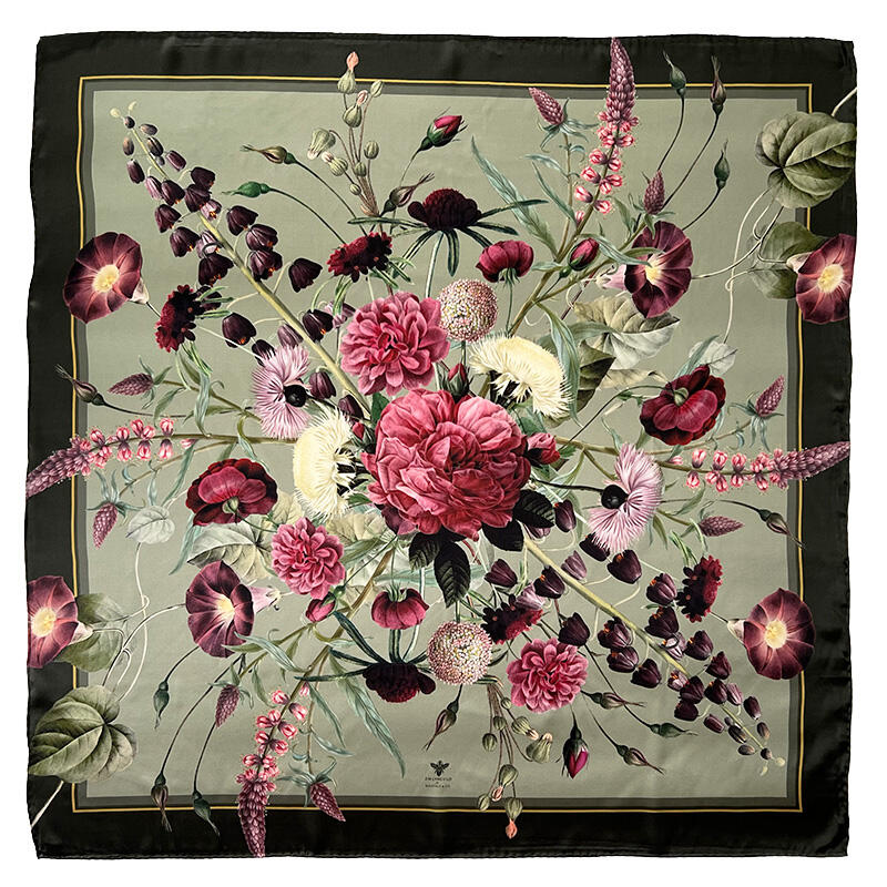 Silketørklæde -Blossom garden 90cm.