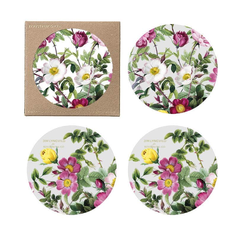Glasbrik 4-pak. -Rose flower garden