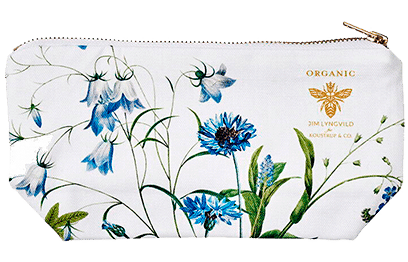 Kosmetiktaske -Blue flower garden (med bund)