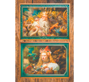 2 puslespil i samme æske, med motiverne Ægir og Ran.